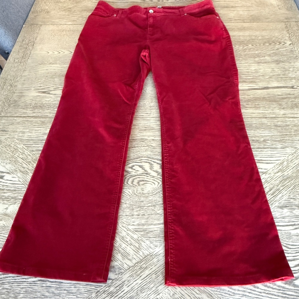 J.Jill Red Corduroy Pants Womens 16 Wide Leg Five Pocket Red Trousers Holiday